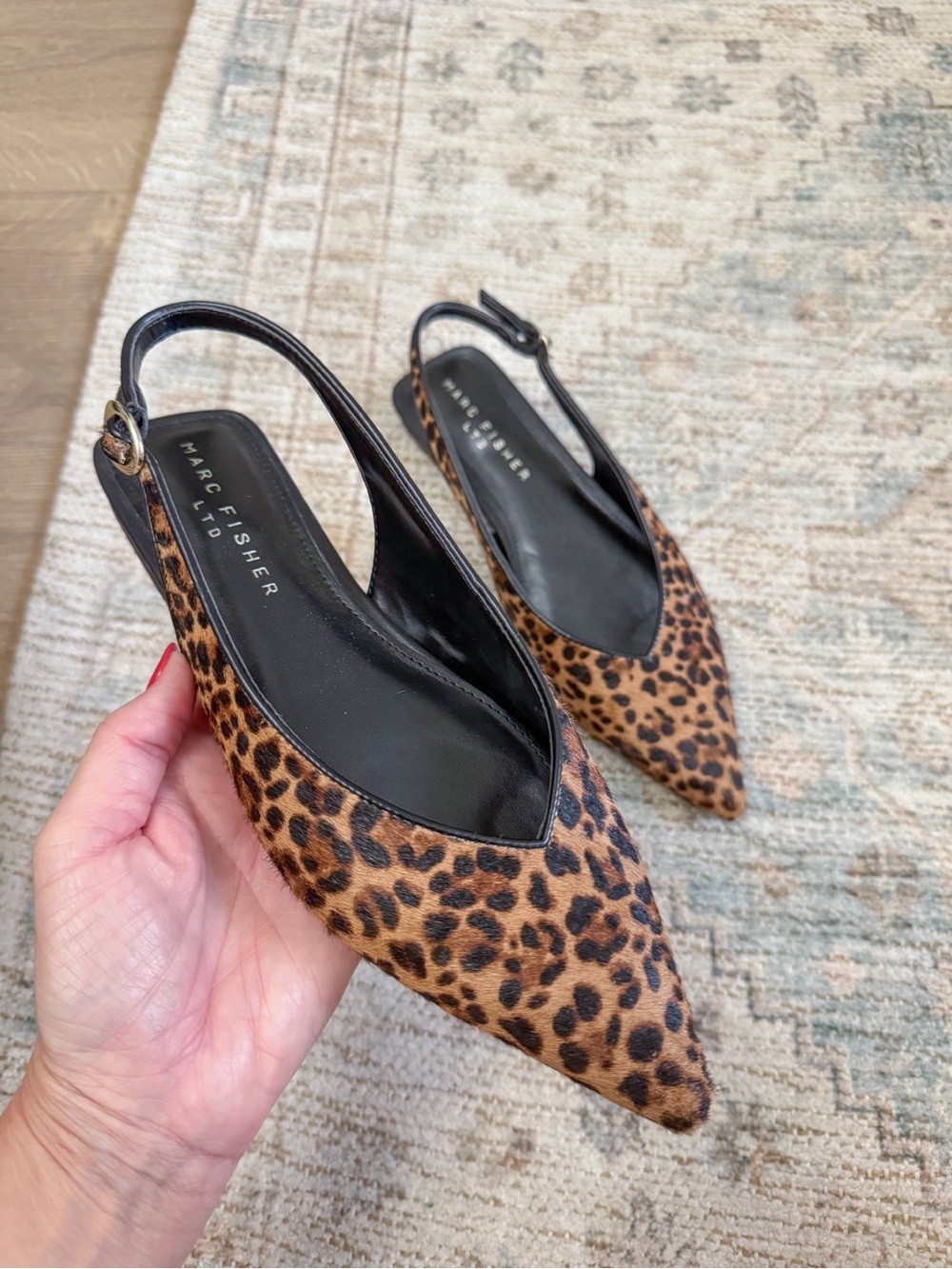MARC FIAHER LTD LEOPARD SLING BACK FLATS 7